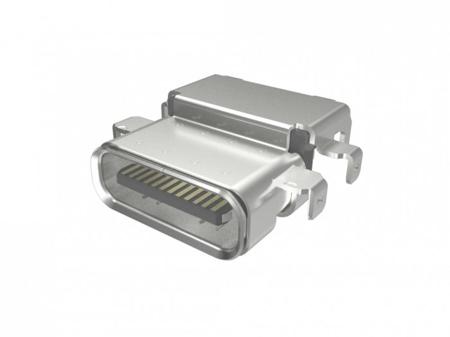 12402148E512A Amphenol Communications Solutions Right Angle, Mid Mount, Receptacle Type Type C USB4 USB C Connector