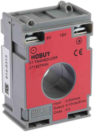 CT132TRAN20A-5/10V HOBUT CT132TRAN Series Current Transformer, 20A Input, 20:1, 21mm Bore, 15 → 30 V