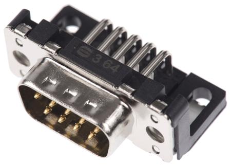 09651627811 HARTING 9 Way Right Angle Through Hole D-sub Connector Plug, 2.74mm Pitch, with Boardlocks, M3 Threaded Inserts