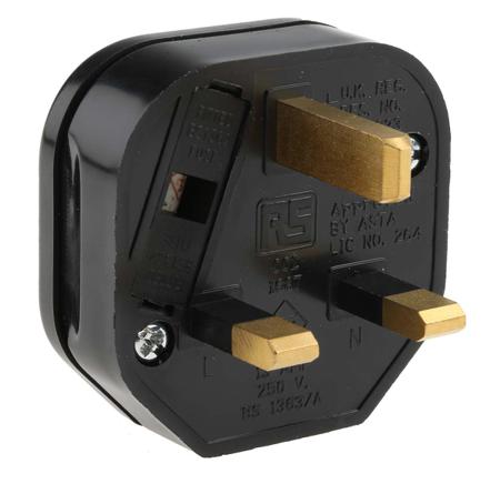 854-396 RS PRO UK Mains Plug, 13A Black, Cable Mount Thermoplastic, 250 V