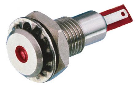 DX0505/RD/24 Bulgin Red Panel Mount Indicator, 24V dc, 12.2mm Mounting Hole Size, Solder Tab Termination, IP67