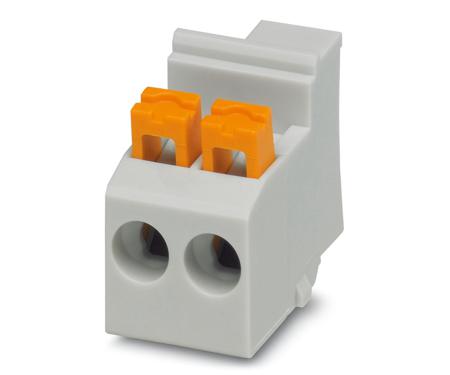 2200315 Phoenix Contact FKDSO 2.5/ 2-L KMGY Series PCB Terminal Block, 2-Contact, 5mm Pitch, Through Hole Mount, Spring Cage