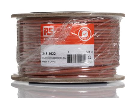 248-3622 RS PRO Brown 0.5mm² Hook Up Wire, 20 AWG, 16/0.2 mm, 25m, Silicone Rubber Insulation