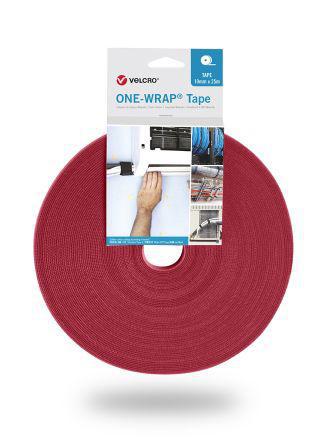 VEL-OW64105 Velcro Professional Series, Red Polypropylene Cable Tie Assemblies25m x 10mm