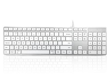 KYBAC301-USBCMAC Ceratech  Wired USB Multimedia Keyboard, QWERTY (UK), Silver, White