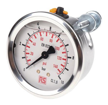 9314195 WIKA  Analogue Positive Pressure Gauge Back Entry 10bar, Connection Size G 1/4 RS Calibration