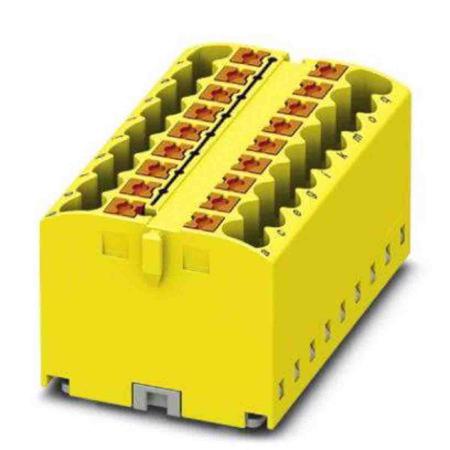 3273314 Phoenix Contact Distribution Block, 18 Way, 4mm², 24A, 450 V, Yellow