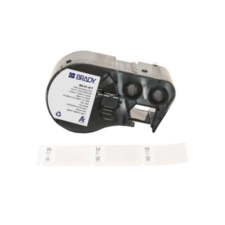 M4-91-417 Brady B-417 on Black on White, Transparent Label, 25.40 mm Width, 25.40mm Label Width