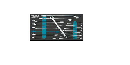 163-428-15 HAZET 15-Piece Wrench Set, 6 to 22 mm, Chrome Vanadium Steel