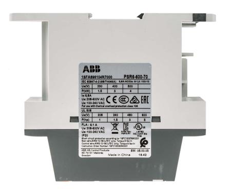 1SFA896104R7000 ABB 6.8 A Soft Starter PSR Series, IP20, 3 kW, 208 → 600 V