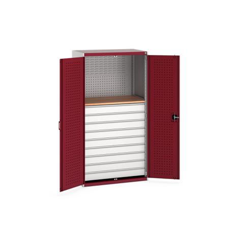 40021204-24V Bott 2 Door, 9 Drawer Sheet Steel Floor Standing Cupboard, 1050 X 650 X 2000mm