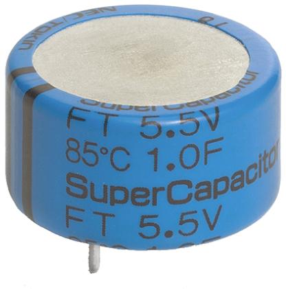 FTW0H104ZF KEMET 0.1F Supercapacitor -20 → +80% Tolerance, Supercap FT 5.5V dc, Through Hole