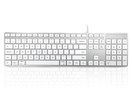 KYBAC301-USBMACW Ceratech  Wired USB Multimedia Keyboard, QWERTY (UK), Silver, White