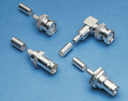 1-1478094-0 TE Connectivity Straight 75Ω Panel Mount BNC Connector, jack, Nickel, Crimp Termination, BT 3002