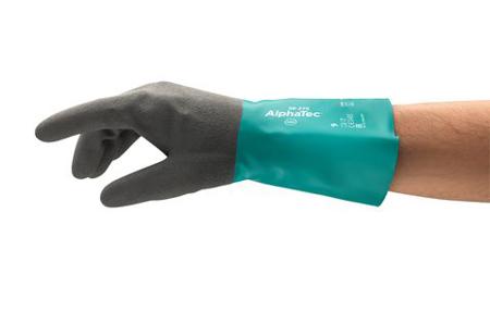 58270060 Ansell AlphaTec 58-270 Grey Nylon Chemical Resistant Work Gloves, Size 6, Nitrile Coating