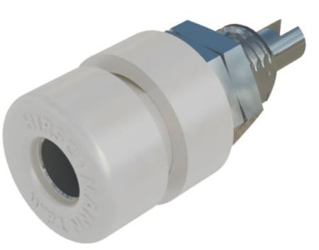 930166107 Hirschmann Test & Measurement White Female Banana Connector, 4 mm Connector, M6 Thread, Solder Termination, 32A, 60V