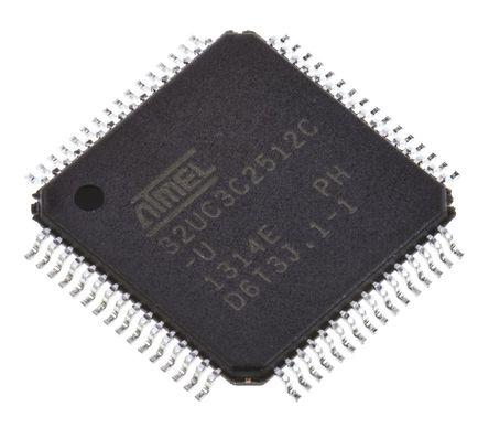 AT32UC3C2512C-A2UT Microchip , 32bit AVR32 Microcontroller, 66MHz, 512 kB Flash, 64-Pin TQFP