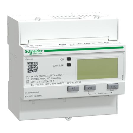 A9MEM3100 Schneider Electric PM1000 LCD Digital Power Meter, 95mm x 90mm, 10-Digits, 3 Phase