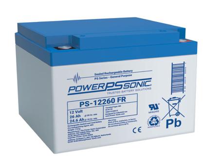 PS-12260VDS-M5-FR-1 Power Sonic 12V M5 Sealed Lead Acid Battery, 26Ah