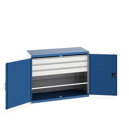40022085-11V Bott 2 Door, 3 Drawer Sheet Steel Floor Standing Cupboard, 1300 X 650 X 1000mm