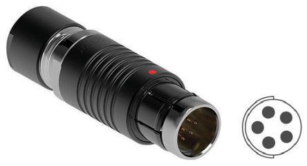 S-102-A054-140- Fischer Connectors Core Series 102, 5 Pole Cable Mount Circular Connector Plug, IP50, Male Contacts, Push-Pull Mating