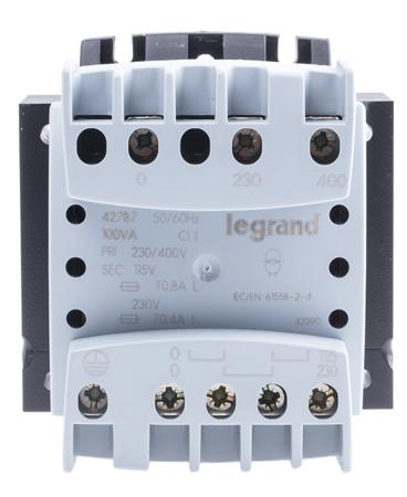 0 427 87 Legrand 100VA DIN Rail Transformer, 230 → 400V Primary, 115 → 230V Secondary