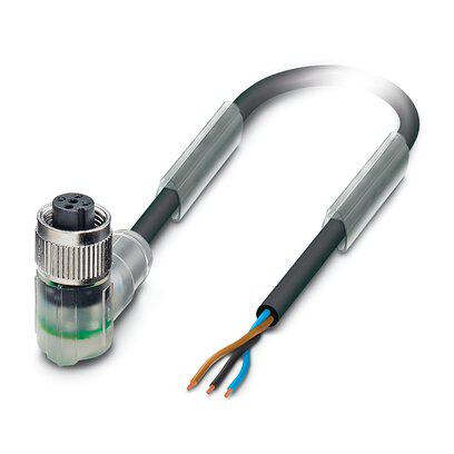 1414573 Phoenix Contact Free Cable End to Female 3 way Angled Socket M12 Actuator/Sensor Cable, 3 m