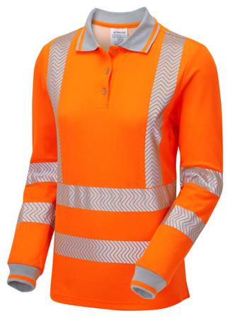 LFE976-NB-18 PULSAR LFE954 Orange Women Hi Vis Polo Shirt, 18in