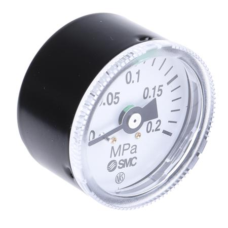 G46-2-01 SMC Analogue Pressure Gauge 0.2MPa Back Entry 42.5mm Outside Diameter, With RS Calibration