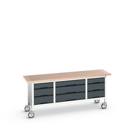 16923233-19 Bott, 9 Drawer Sheet Steel Floor Standing Storage Cabinet, 2000 x 600 x 830mm