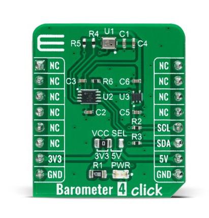 MIKROE-4868 MikroElektronika Barometer 4 Click Add On Board for ICP-10111 MikroBus