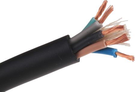 821-3241 RS Pro 5 Core Black Unscreened Stranded, CPE Sheath Mains Power Cable H07RNF, 2.5 mm² CSA 50m, 450/750 V ac