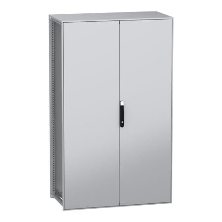 NSYSFN2012602D Schneider Electric PanelSeT SFN Series Galvanised Steel Double-Door-Door Floor Standing Enclosure, Plain Door Door,