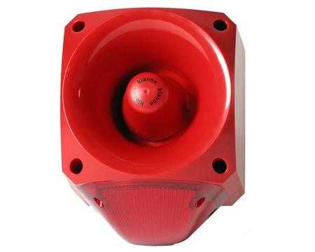 PNC-0221 Klaxon PNC Series Red Beacon, 110 → 230 V, IP66, Fixed Mount, 116dB at 1 Metre