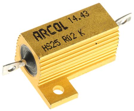 HS25-R02-K Arcol HS25 Series Aluminium Housed Axial Wire Wound Panel Mount Resistor, 20mΩ ±10% 25W