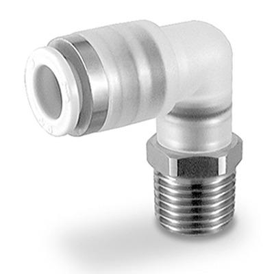 KPQL06-01 SMC KP Series Elbow Fitting, Push In 6 mm to M5 x 0.8 Male, Threaded-to-Tube Connection Style,
