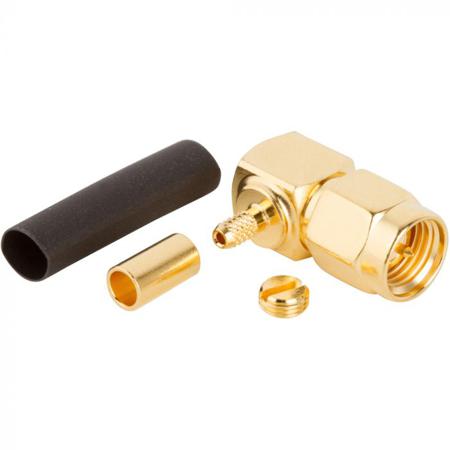 132173 Amphenol RF Plug Cable Mount SMA Connector, Crimp Termination, Right Angle Body