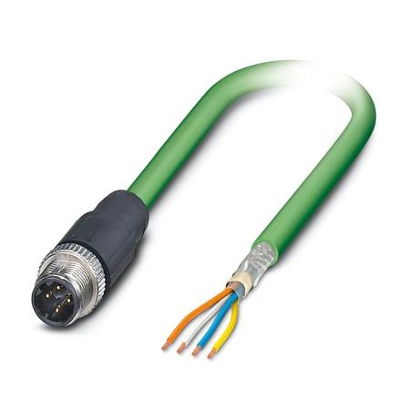 1416251 Phoenix Contact, 2m Cat5, Green M12 to Male Unterminated, Terminated