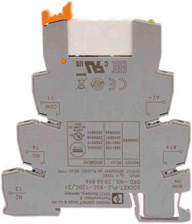 2910110 Phoenix Contact 220 V dc, 230 V ac DIN Rail Relay Module, SPDT, Push In