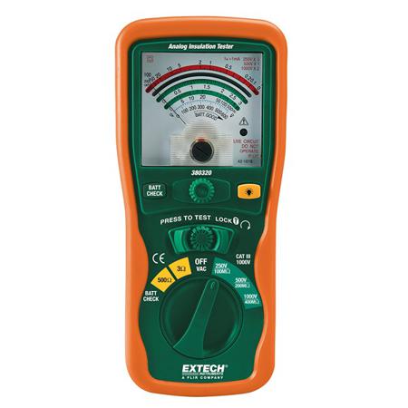 380320 Extech  Insulation Tester, 250V Min, 1000V Max, CAT III 1000V