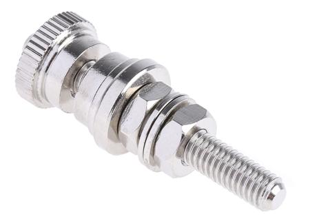668-4590 RS Pro 30A, Silver Binding Post with Brass Contacts and Nickel Plated - 5mm Hole Diameter