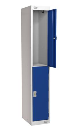 214-665 RS PRO 2 Door No Steel Blue, Light Grey Locker, 1800 mm x 300 mm x 380mm