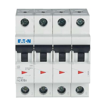 279099-FAZ-K16-4 Eaton xEffect FAZ MCB, 4P, 16A Curve K, 400V AC, 60V DC, 10 kA Breaking Capacity