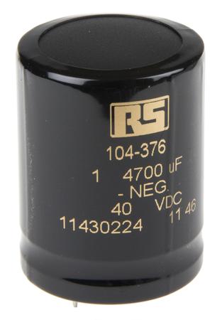 ALP20A472CB040 KEMET 4700μF Aluminium Electrolytic Capacitor 40V dc, PCB Mount -