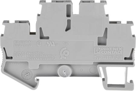 3031270 Phoenix Contact  STTB 2.5 Series Grey, 0.08 → 4mm², Double-Level, Spring Clamp Termination, ATEX, IECEx