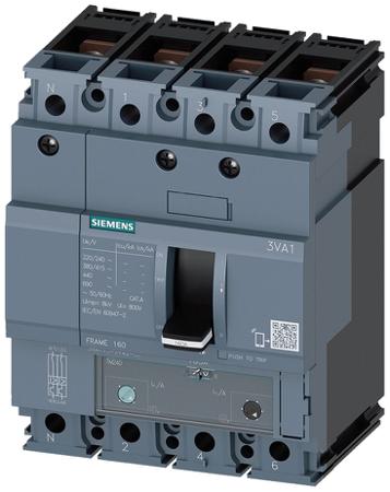 3VA11103FF420AA0 Siemens, SENTRON MCCB Molded Case Circuit Breaker 4P 100A, Breaking Capacity 25 kA, DIN Rail Mount