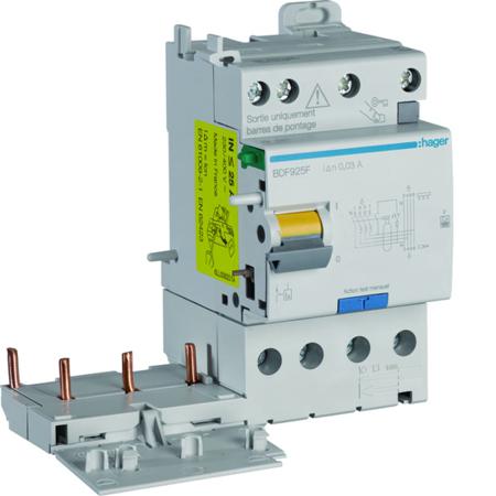 BDF925F Hager BDF RCCB, 25A, 3P+N Pole, 30mA, Type F