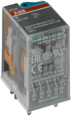 1SVR405613R1100-CR-M024DC4L ABB DIN Rail Mount Interface Relay, 24V dc Coil, 6A Load Current, 4CO (SPDT)