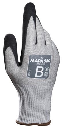 34580030 Mapa KRYTECH 580 SIZE 10 Grey HPPE Cut Resistant Work Gloves, Size 10, Nitrile Coating