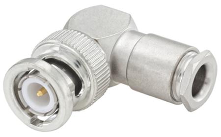 51S201-006N5 Rosenberger BNC Series, Plug Cable Mount BNC Connector, 50Ω, Clamp Termination, Right Angle Body